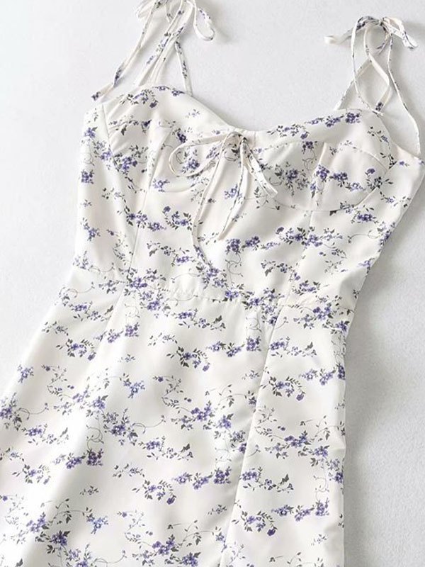 EMMIOL Floral Print Slit Slip Maxi Dress