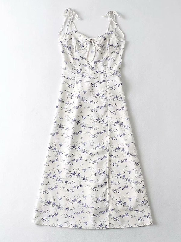 EMMIOL Floral Print Slit Slip Maxi Dress