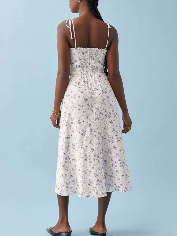 EMMIOL Floral Print Slit Slip Maxi Dress