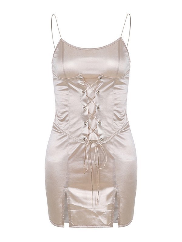 EMMIOL Satin Slip Corset Mini Dress