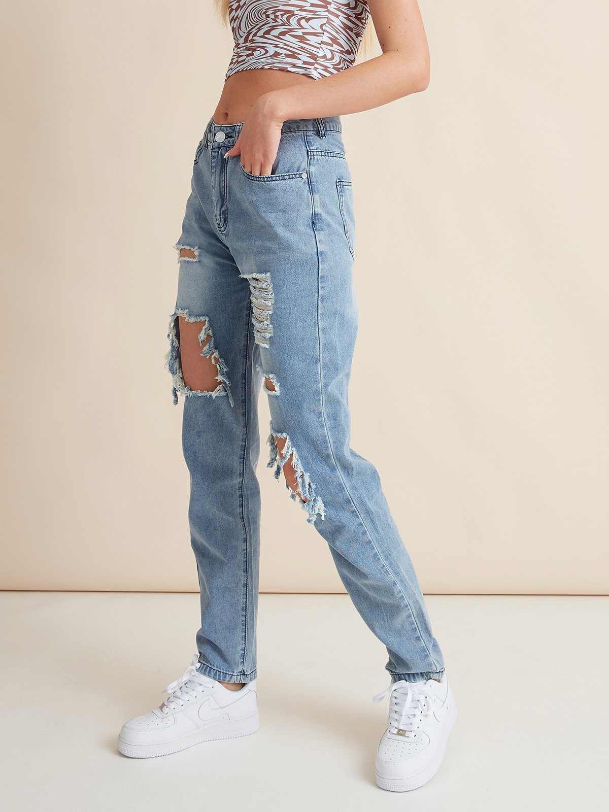 EMMIOL Ripped Boyfriend Jeans