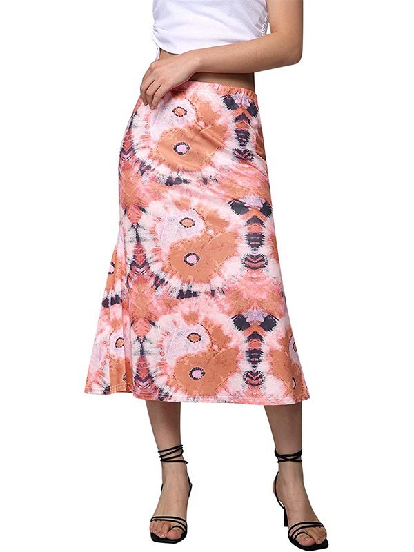 EMMIOL Tai Chi Printed Midi Skirt