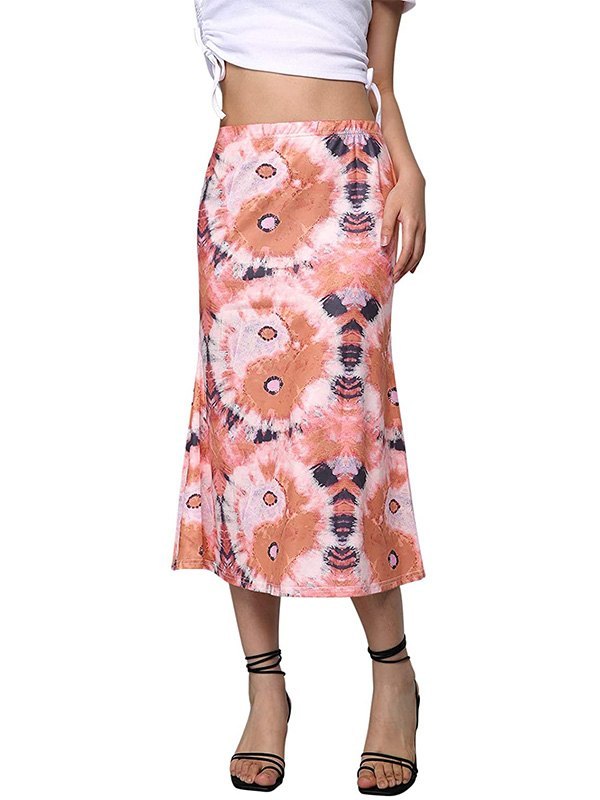 EMMIOL Tai Chi Printed Midi Skirt