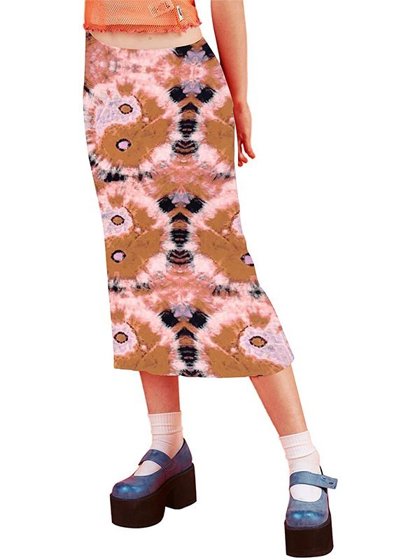 EMMIOL Tai Chi Printed Midi Skirt