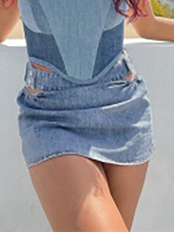 EMMIOL Minifalda de mezclilla con recorte