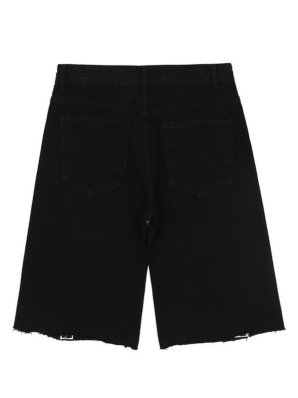 EMMIOL Shorts in denim da uomo con stampa scheletro