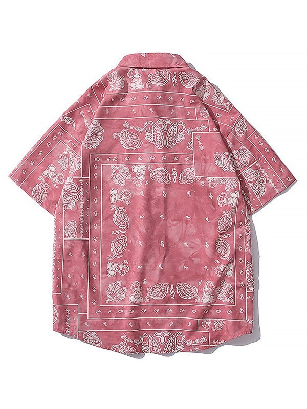 EMMIOL Camicia a maniche corte da uomo con stampa bandana