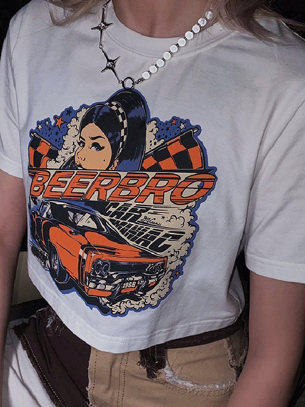 EMMIOL Beer Bro Graphic Crop Top