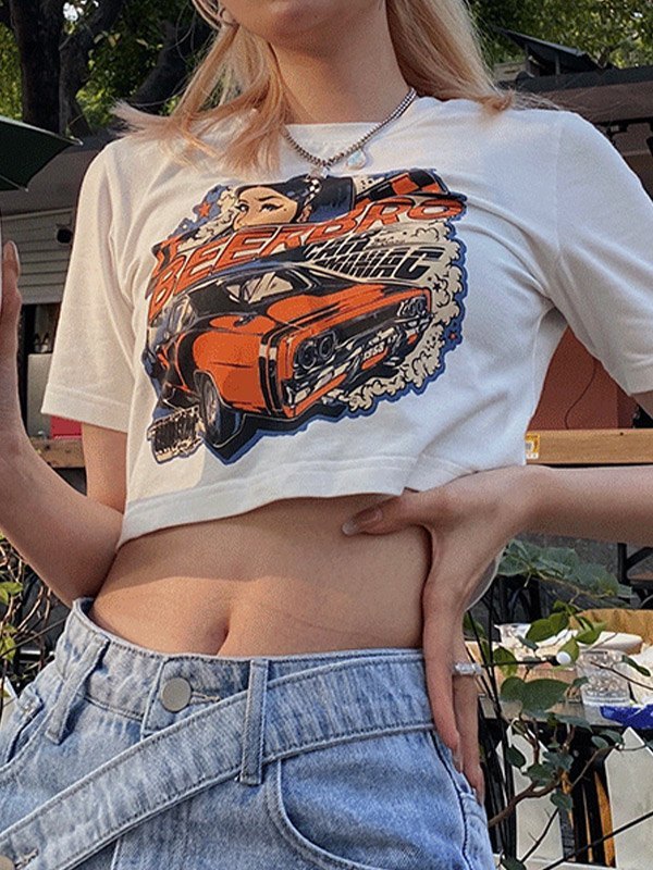 EMMIOL Beer Bro Graphic Crop Top