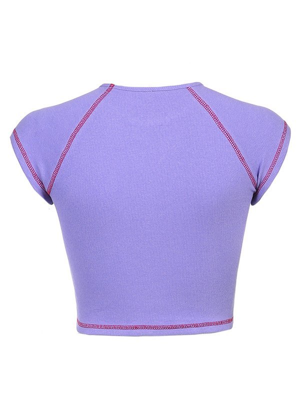 EMMIOL Butterfly Embroidered Rib Crop Top