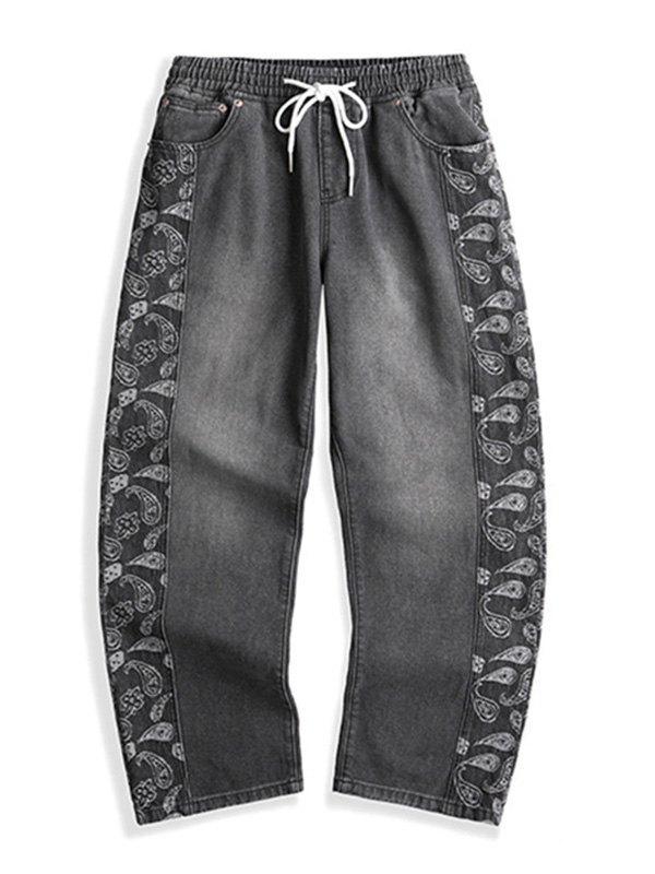 EMMIOL Men's Paisley Print Skate Jeans