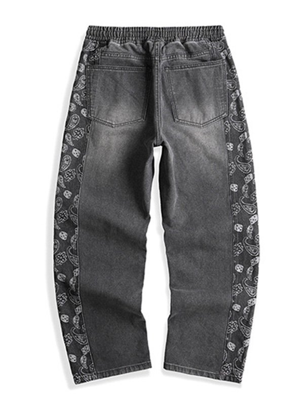 EMMIOL Men's Paisley Print Skate Jeans