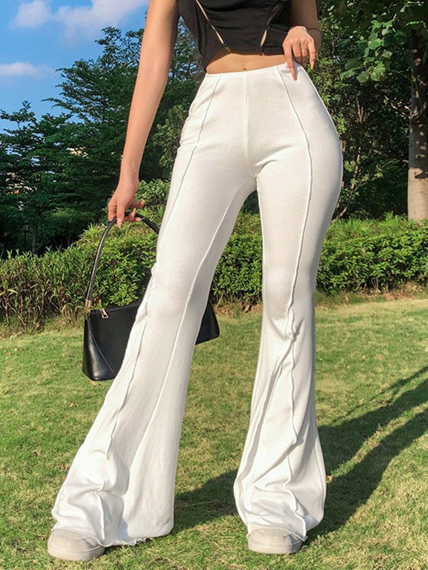 EMMIOL Stitched Detail Flare Leg Pants