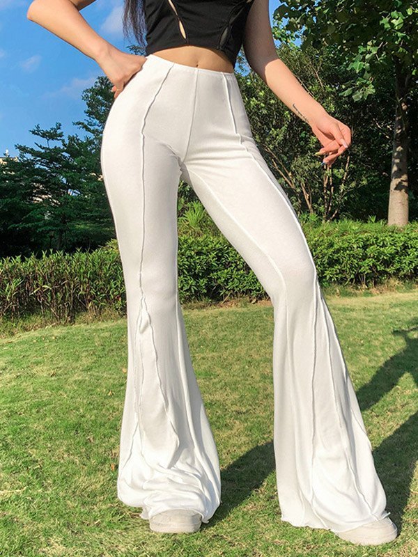 EMMIOL Stitched Detail Flare Leg Pants