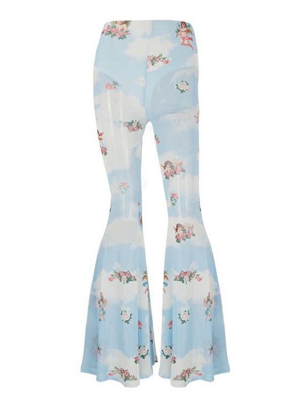 EMMIOL Sheer Mesh Cupid Flare Leg Pants