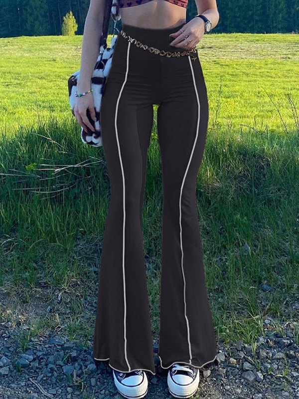 2022 Stitched Detail Flare Leg Pants 