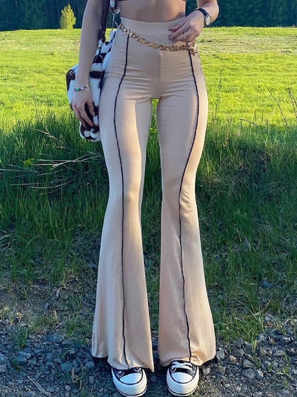 EMMIOL Stitched Detail Flare Leg Pants