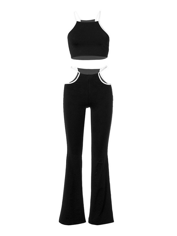 EMMIOL Conjunto de pantalones acampanados con aberturas en contraste