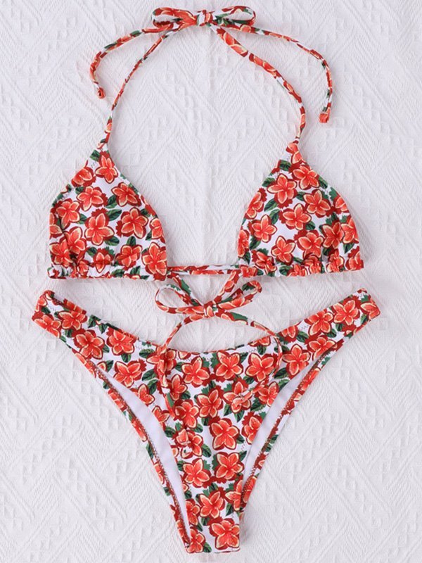 EMMIOL Floral Allover Halter Bikini Set