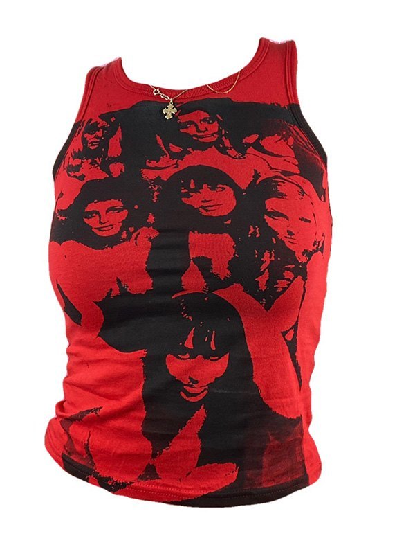 2021 Vintage Girl Graphic Crop Tank Top Red S In Tank Tops & Camis