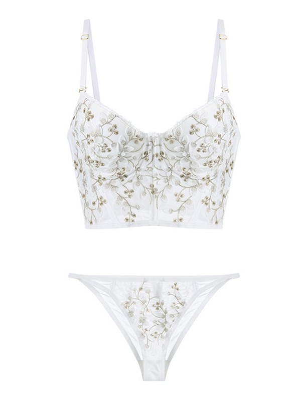 EMMIOL Vintage Lace Embroidery Corset Top Set