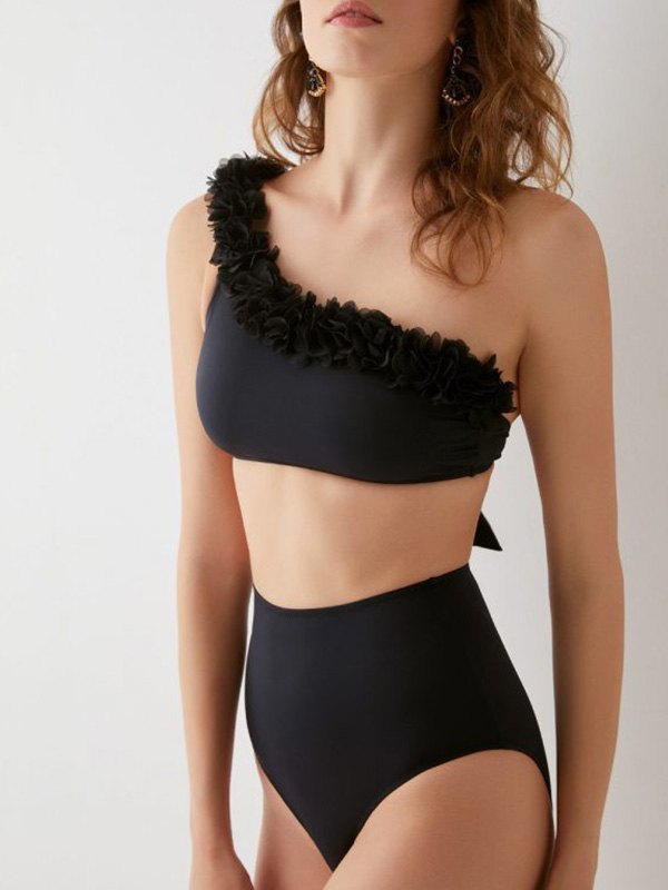 EMMIOL Bikini con hombros descubiertos y pétalos