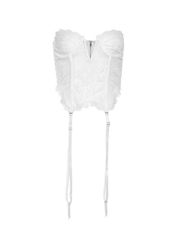 EMMIOL Top corsé de encaje transparente sin tirantes