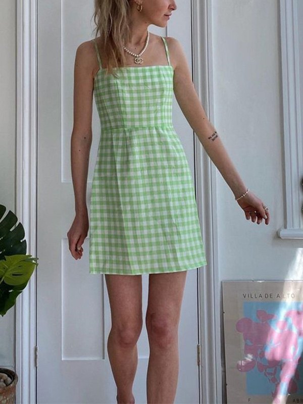 EMMIOL Gingham Slip Mini Dress