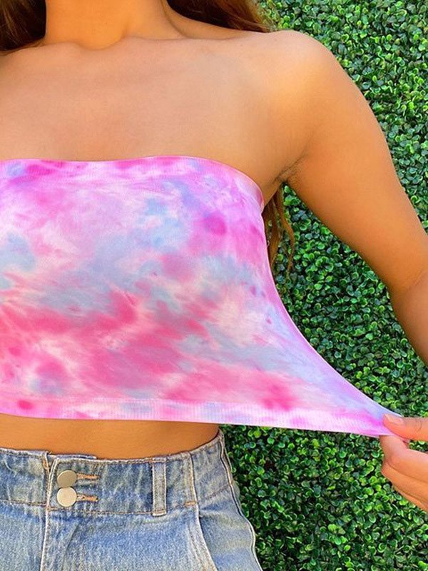 EMMIOL Tie-Dye Crop Bandeau Top