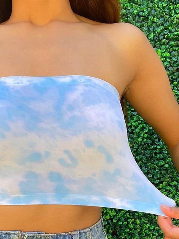 EMMIOL Tie-Dye Crop Bandeau Top