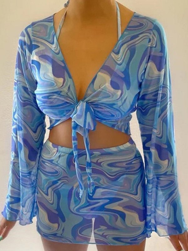 2022 Mesh Ripple Crop Top \u0026 Mini Skirt 