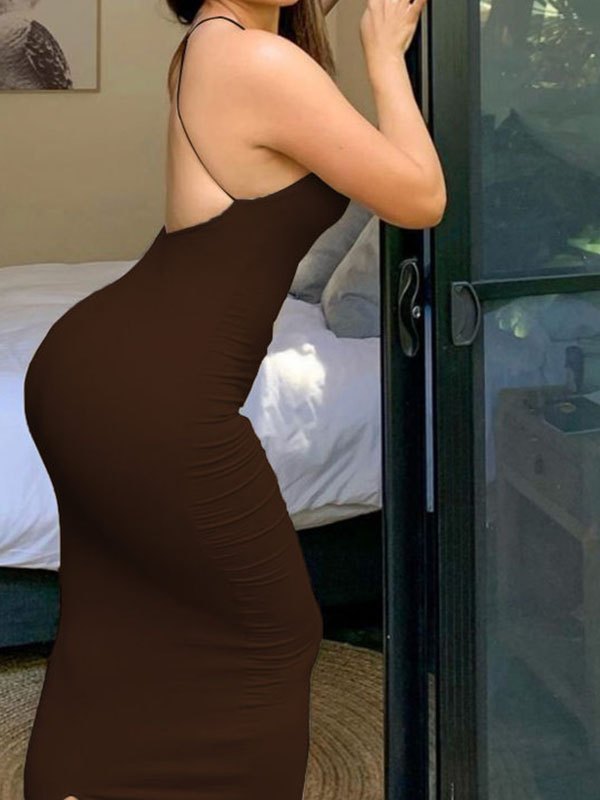 EMMIOL Cross Back Bodycon Midi Dress