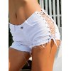 EMMIOL Shorts de mezclilla desgastados con cordones