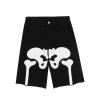 EMMIOL Shorts de mezclilla con estampado de esqueleto para hombre