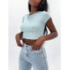EMMIOL Short Sleeve Drawstring Rib Crop Top