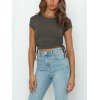 EMMIOL Short Sleeve Drawstring Rib Crop Top
