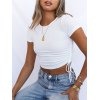 EMMIOL Short Sleeve Drawstring Rib Crop Top