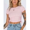 EMMIOL Short Sleeve Drawstring Rib Crop Top
