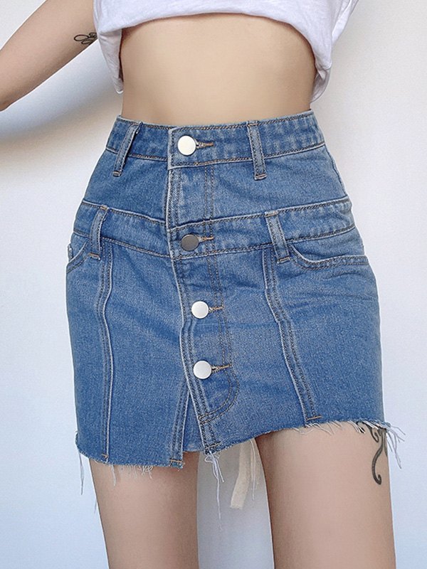 EMMIOL Minifalda de mezclilla con detalle de vendaje