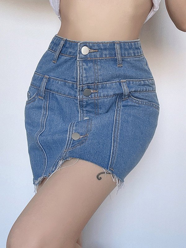 EMMIOL Minifalda de mezclilla con detalle de vendaje