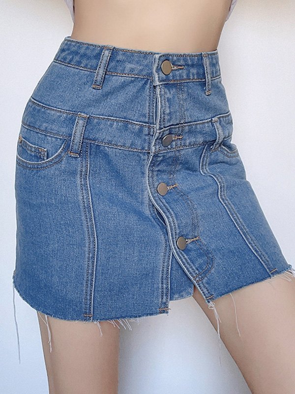 EMMIOL Minifalda de mezclilla con detalle de vendaje
