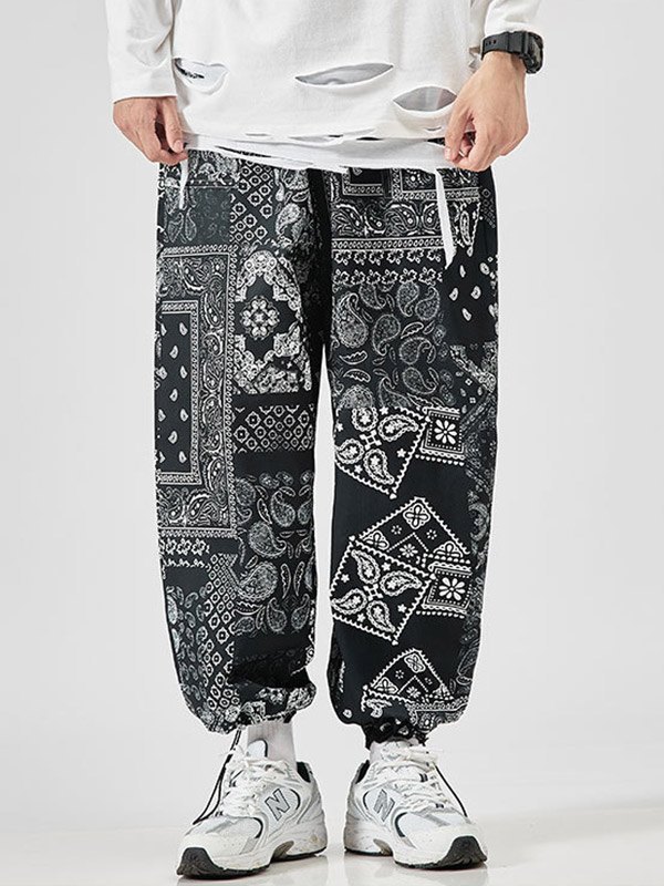 EMMIOL Men's Paisley Print Drawstring Pants