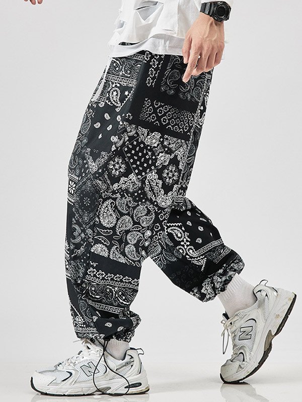 EMMIOL Men's Paisley Print Drawstring Pants