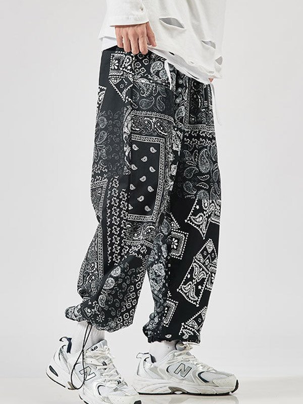 EMMIOL Men's Paisley Print Drawstring Pants