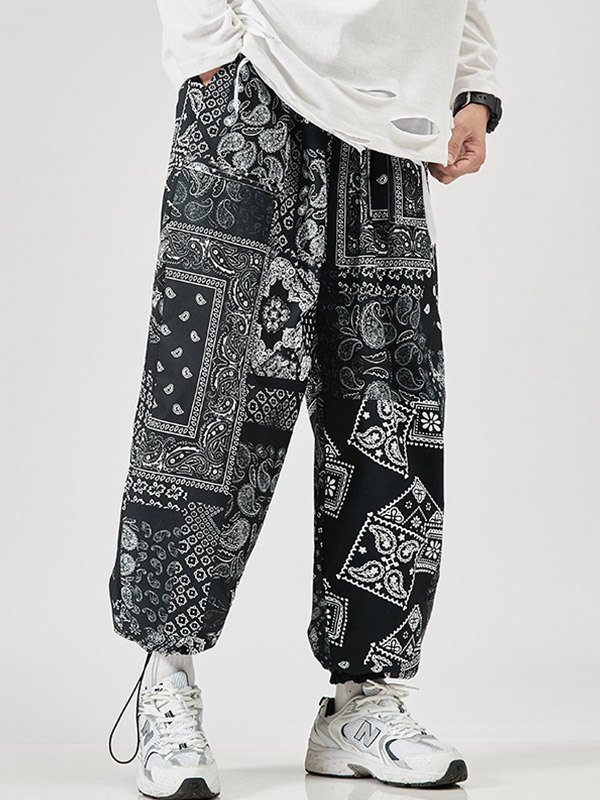 EMMIOL Men's Paisley Print Drawstring Pants
