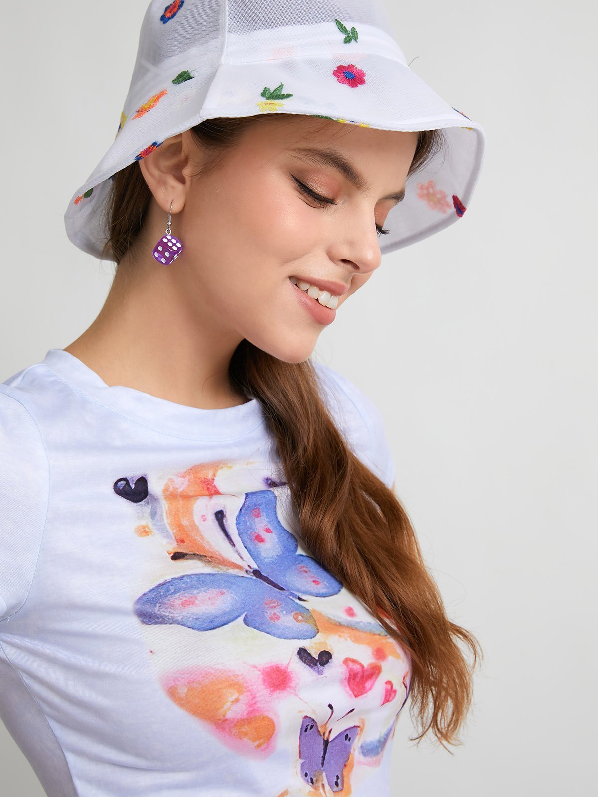 EMMIOL Fancy Butterfly Print Crop Top