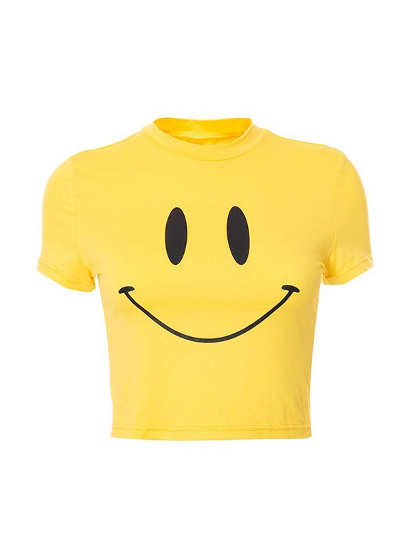 EMMIOL Smiley Face Graphic Crop Top