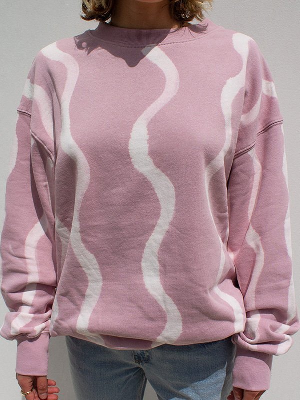 EMMIOL Wave Print Long Sleeve Sweatshirt