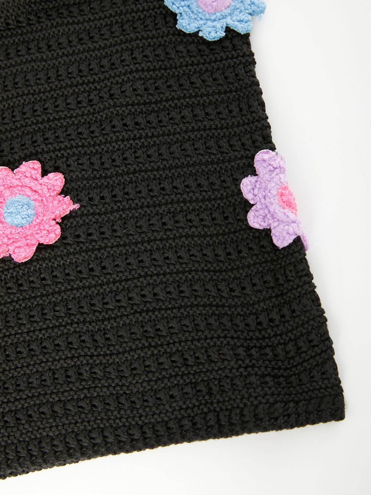 EMMIOL Pantalones de pierna recta con flores de punto de ganchillo