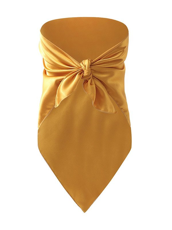 EMMIOL Solid Color Scarf Bandeau Top